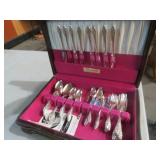 SILVERWARE BOX W/SILVER PLATED  FLATWARE
