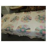 FULL SIZE VINTAGE HAND STITCHED FAN QUILT