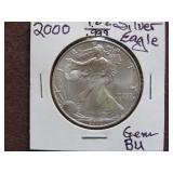 2000 1 OZ .999 SILVER EAGLE GEM BU