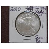 2010 1 OZ .999 SILVER EAGLE GEM BU