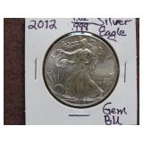2012 1 OZ .999 SILVER EAGLE GEM BU