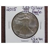 2015 1 OZ .999 SILVER EAGLE GEM BU