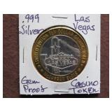 .999 SILVER LAS VEGAS CASINO TOKEN GEM PROOF