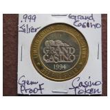 .999 SILVER GRAND CASINO CASINO TOKEN GEM PROOF