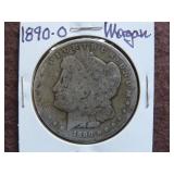 1890 O MORGAN SILVER DOLLAR 90%