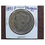 1891 P MORGAN SILVER DOLLAR 90%