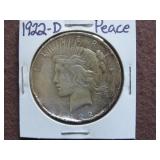 1922 D PEACE SILVER DOLLAR 90%