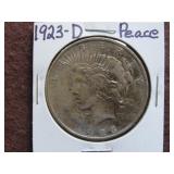 1923 D PEACE SILVER DOLLAR 90%