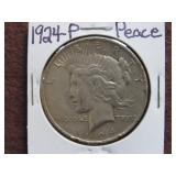 1924 P PEACE SILVER DOLLAR 90%