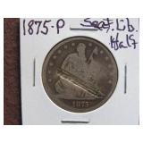 1875 P SEATED LIBERTY HALF DOLLAR 90%