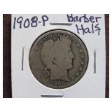 1908 P BARBER HALF DOLLAR 90%