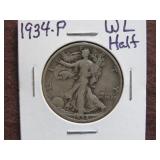 1934 P WALKING LIBERTY HALF DOLLAR 90%