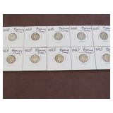 (10) MERCURY DIMES 90% VARIOUS DATES & MM