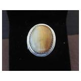 BANDED AGATE GEMSTONE STAMPED 925 RING SIZE 8.5