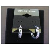 SMALL HOOPS W/WHITE SAPPHIRES STAMPED 925 EARRINGS