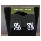 WEAVED SQUARE DESIGN STAMPED 925 STUD EARRINGS