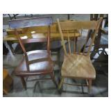 (2) ANTIQUE PLANK BOTTOM CHAIRS