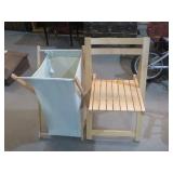 WOOD CHAIR & LAUNDRY BIN