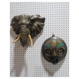 ELEPHANT HEAD & MASK WALL HANGINGS