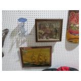 SHADOW BOX / WIND CHIME & WOOD SHIP PICTURE