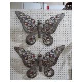 PAIR OF METAL BUTTERFLIES 16" X 17"