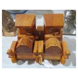 PAIR OF WOOD HANDMADE CAR BOOK ENDS