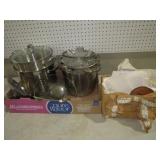 STAINLESS STEEL,SILVER PLATED POTS PANS SERVING PC