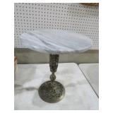 ROUND MARBLE TOP TABLE W/ BRASS BASE