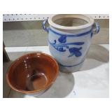 STONEWARE MIXING BOWL VINTAGE BROWN/1 GALLON CROCK