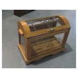 OAK LEADED GLASS QUILT DISPLAY CASE