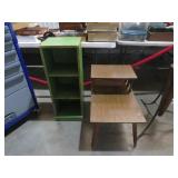 MID CENTURY STYLE END TABLE & WOOD SHELF