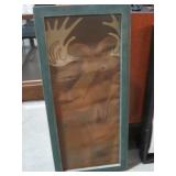 WOOD FRAMED PICTURE OF SCREEN PRINT MOOSE