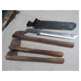 CAMILLUS SURVIVOR KNIFE & (3) PRIMITIVE HAND TOOLS