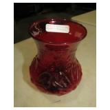 FIRE KING ANCHOR HOCKING RAIN FLOWER RUBY RED VASE