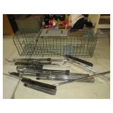 COLLECTION OF METAL MUSIC STANDS & CRITTER TRAP