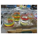 EARLY STRIPED GLASS BEVERAGE PITCHERS