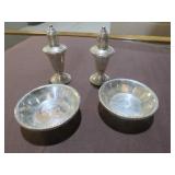 STERL. SILVER SALT&PEPPER SHAKERS/BUTTER PAT DISH