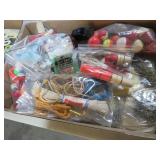 BOX OF FISHING FLOATS, HOOKS, LINE & MISC