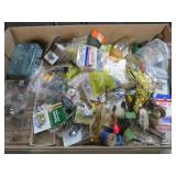 BOX OF FISHING HOOKS, LURES & MISC