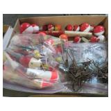 BOX OF FISHING FLOATS, HOOKS & STRINGERS