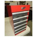 METAL (6) DRAWER TOOL BOX, TOOLS, LOCK & KEY
