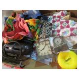 COLLECTION OF CLOCKS, SCARVES & MISC