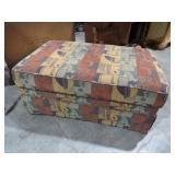 LARGE CLOTH COVERED LIFT TOP STORAGE OTTOMAN