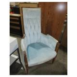 MID CENTURY PADDED HIGH BACK ARM CHAIR GREAT COND.