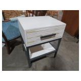 PAINTED WOOD (1) DRAWER SIDE TABLE