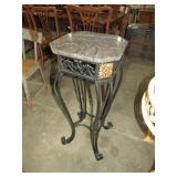 MARBLE TOP  METAL PLANT STAND