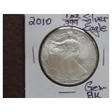 2010 1 OZ .999 SILVER EAGLE GEM BU