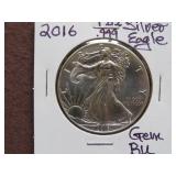 2016 1 OZ .999 SILVER EAGLE GEM BU