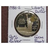 1986 S LIBERTY DOLLAR 90% GEM PROOF