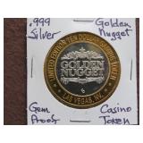 .999 SILVER GOLDEN NUGGET CASINO TOKEN GEM PROOF